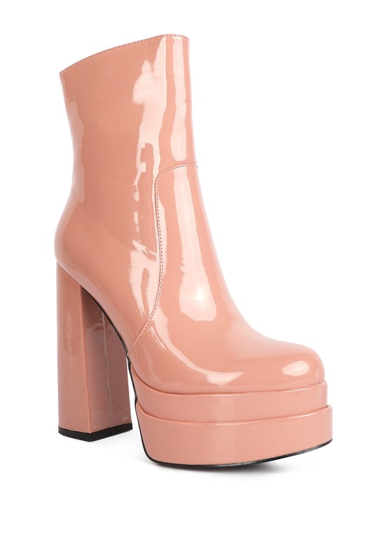 Bander Patent Pu High Heel Platform Ankle Boots - Tigbul's Variety Fashion Shop