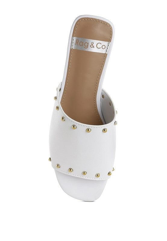 Renaldi Genuine Leather Studded Slip-On Flats - Tigbul's Variety Fashion Shop