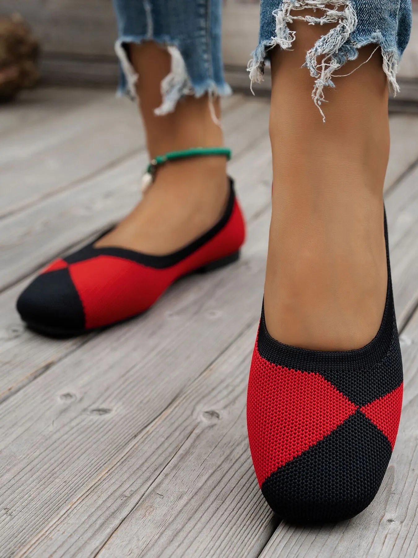 Color Block Knit Slip-On Loafers - Tigbul's Variety Fashion Shop