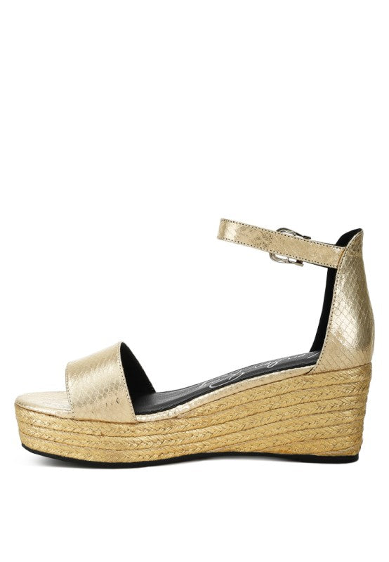 Utah Faux Leather Snake Wedge Espadrilles - Tigbul's Variety Fashion Shop