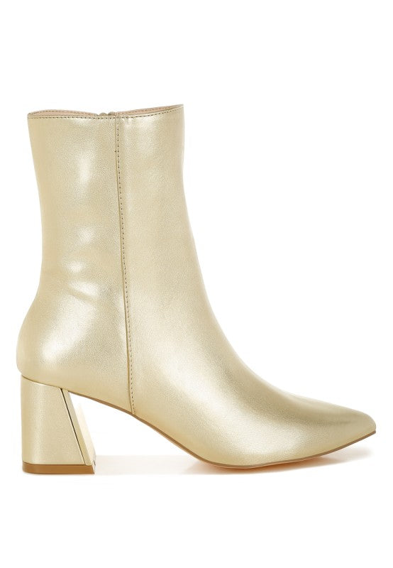 Kaira Metallic Accent Heel High Ankle Boots - Tigbul's Variety Fashion Shop