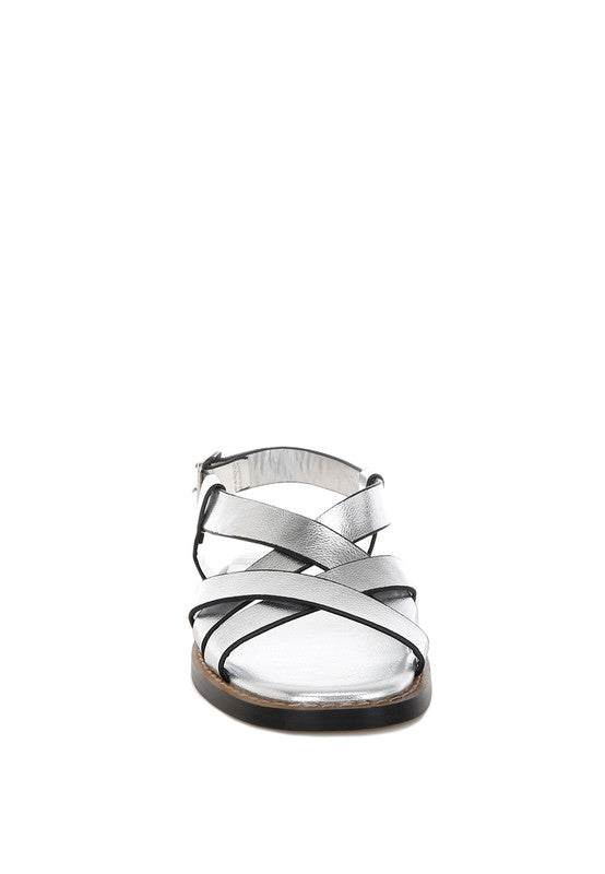 Doata Metallic Genuine Leather Buckled Flats - Tigbul's Variety Fashion Shop