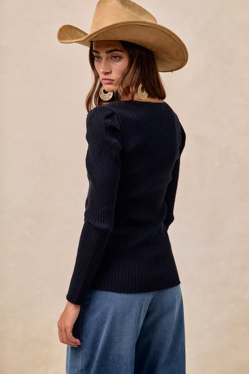 BiBi Ribbed Contrast Front Tied Top with Shrried - Tigbul's Variety Fashion Shop