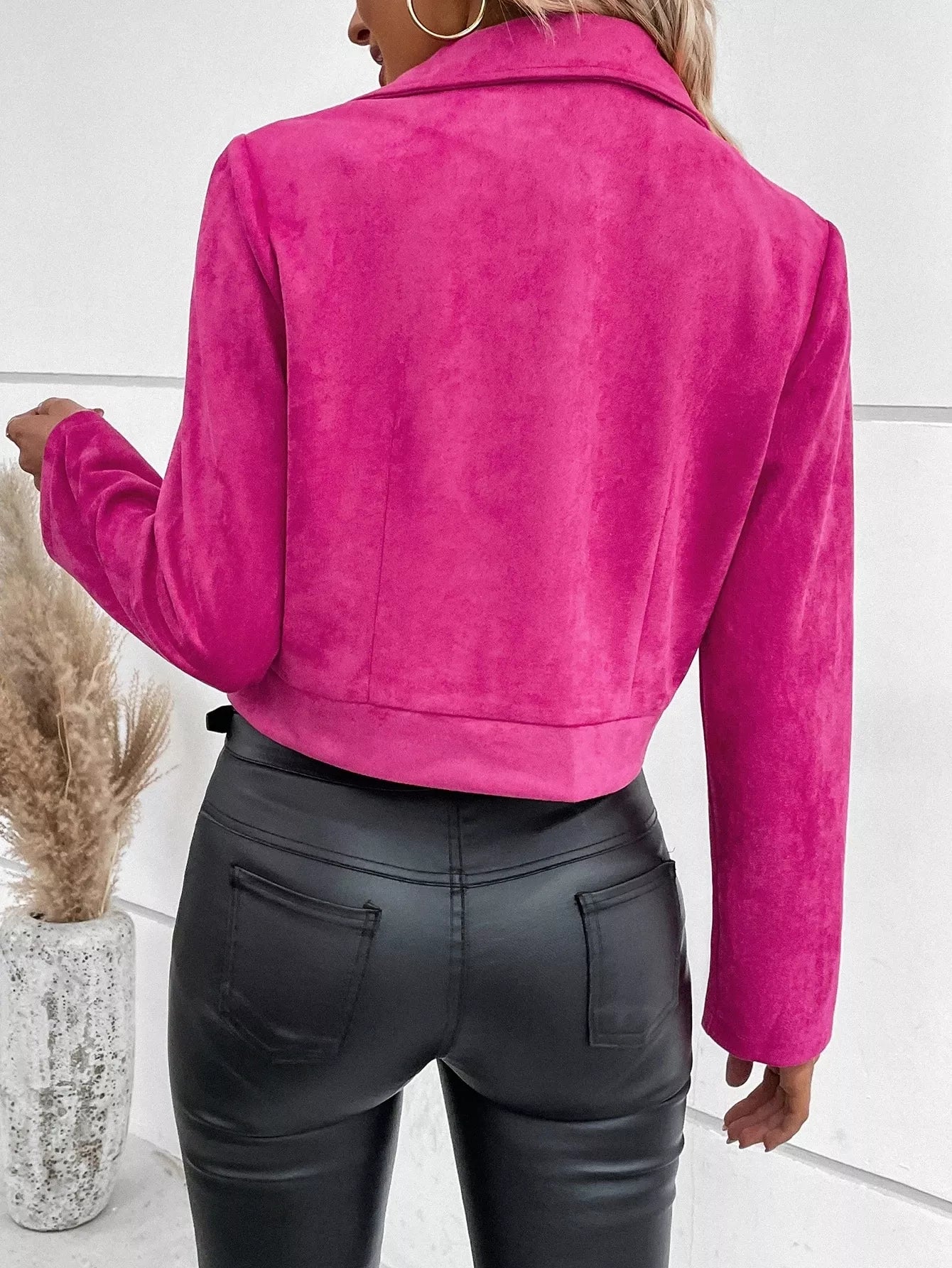 Suede Moto Jacket with Zip Detail - Tigbul's Variety Fashion Shop