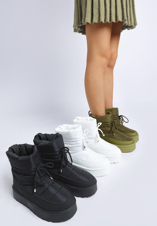 High Ankle Chunky Platform Flat Sole Snow Boots - Tigbul's Variety Fashion Shop