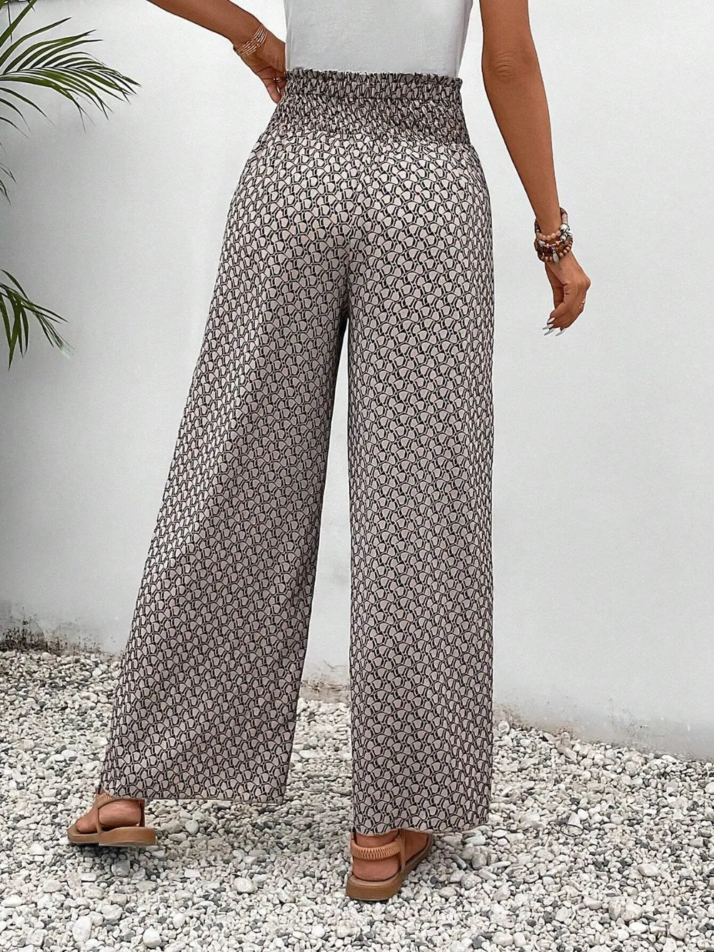 Tied Printed Wide Leg Pants - Tigbul's Variety Fashion Shop