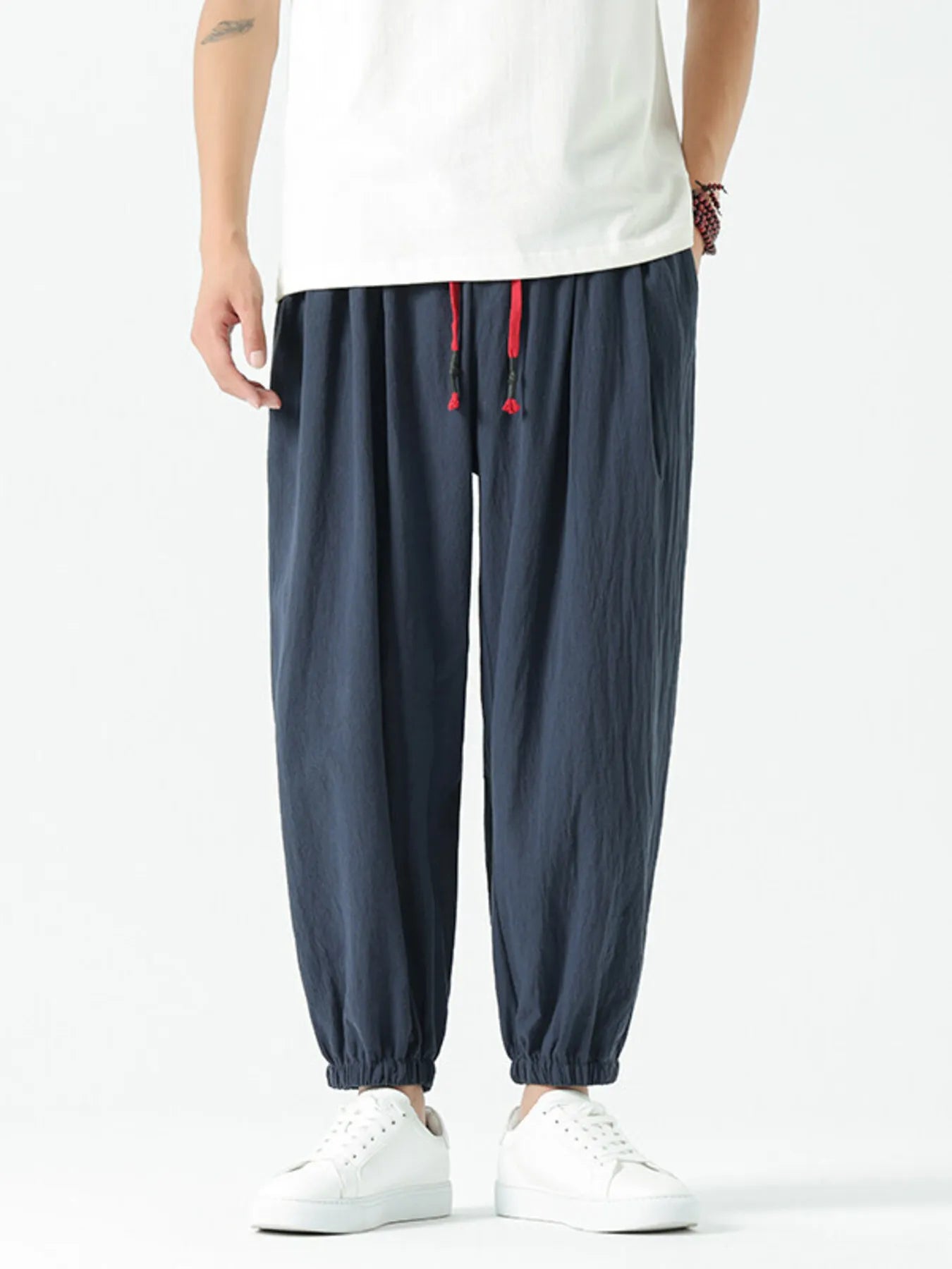 Men's Drawstring Wide Leg Relaxed Fit Pants - Tigbul's Variety Fashion Shop