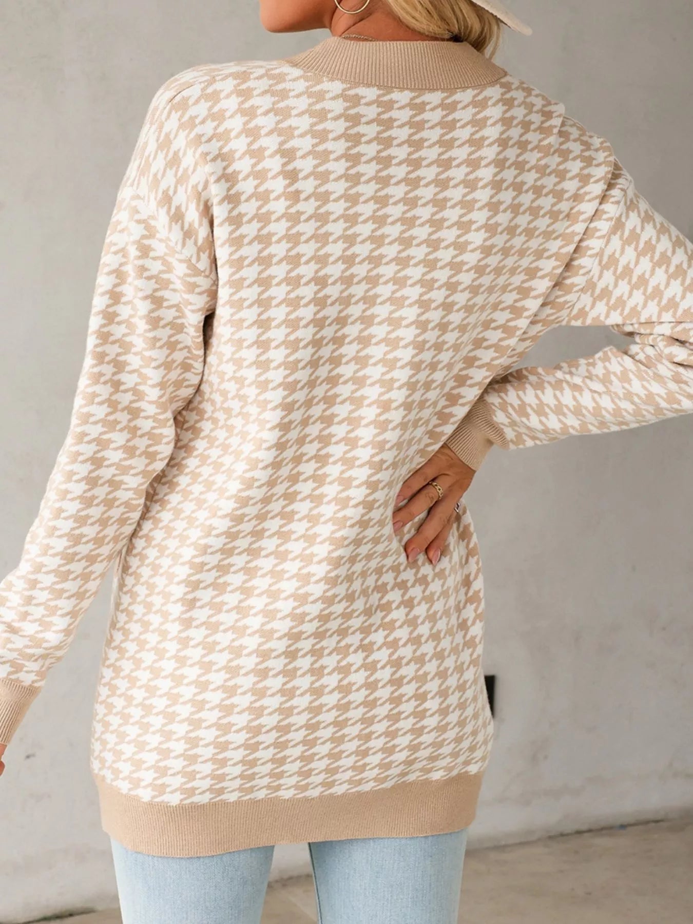 Contrast Edge Metal Button Slim Cardigan with Pockets - Tigbul's Variety Fashion Shop