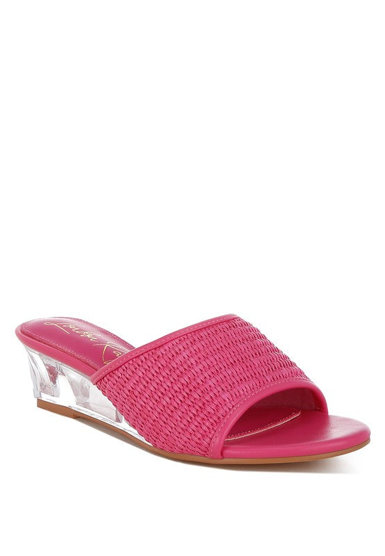 Osminda Raffia Clear Heel Wedge Sandals - Tigbul's Variety Fashion Shop