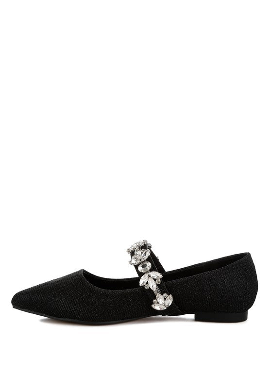 Flavia Diamante Brooch Glitter Ballerinas - Tigbul's Variety Fashion Shop