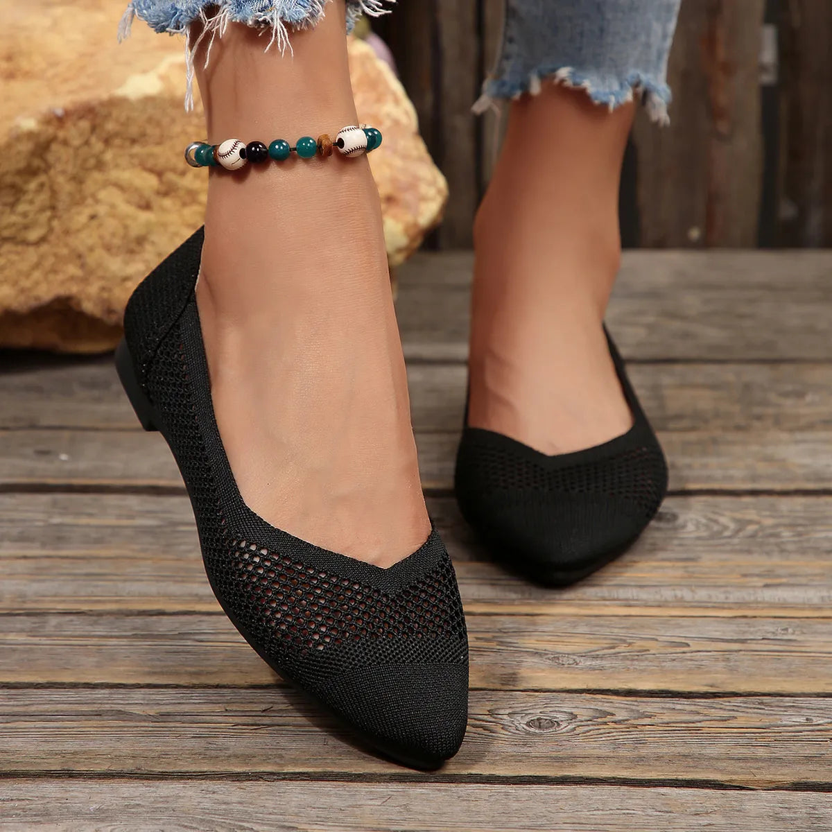 Mesh Point Toe Flat Slip-Ons - Tigbul's Variety Fashion Shop