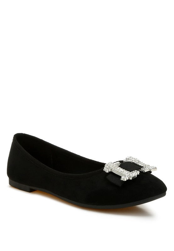 Prajik Rhinestone Buckle Detail Ballerinas - Tigbul's Variety Fashion Shop