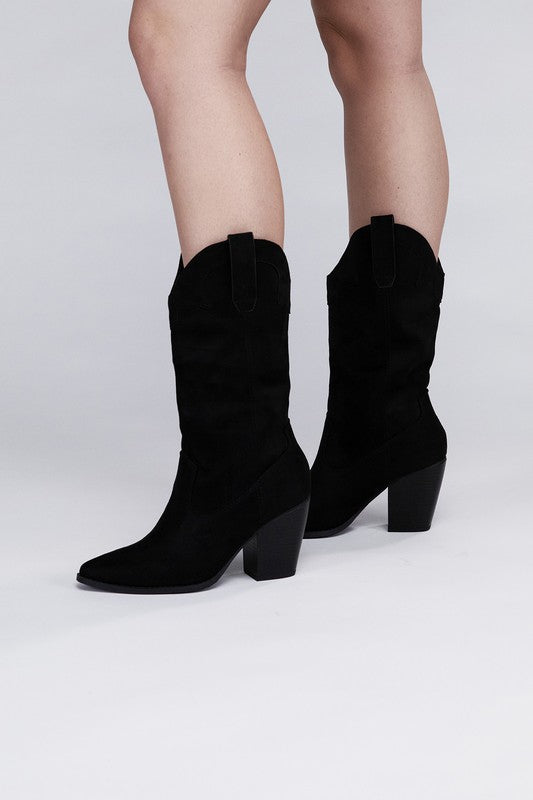 Women's Mid-Calf Point Toe Western Boots - Tigbul's Variety Fashion Shop