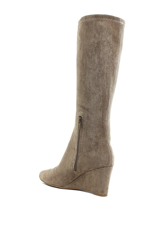 Tulsha Microfiber Wedge Heel Boots - Tigbul's Variety Fashion Shop