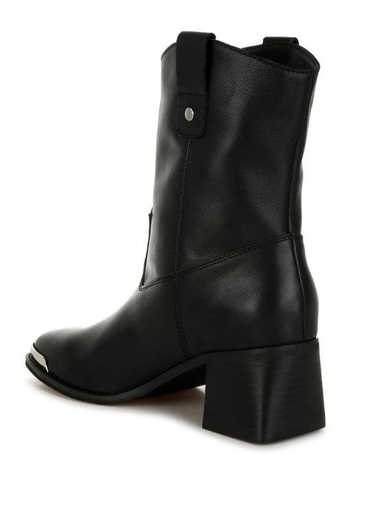 Iliad Genuine Leather Metallic Accent Ankle Boots - Tigbul's Variety Fashion Shop