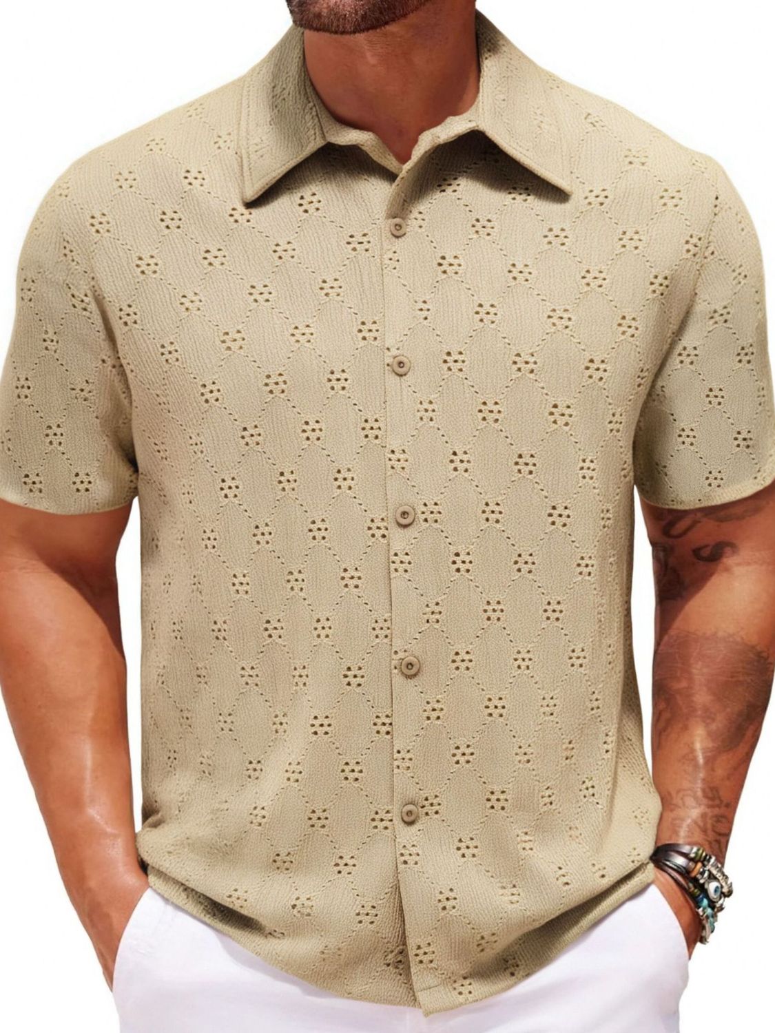 Men's Plus Size Button Down Short Sleeve Shirt - Tigbul's Variety Fashion Shop