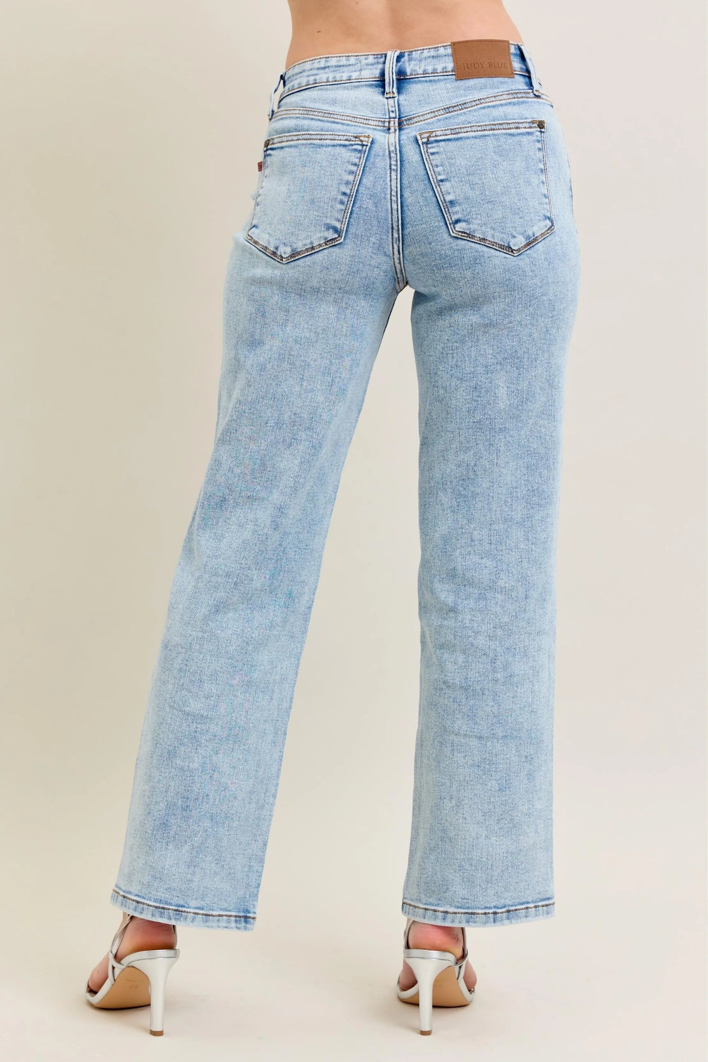 Judy Blue Full Size High Waist Stone Wash Straight Jeans Plus Size - Tigbul's Variety Fashion Shop