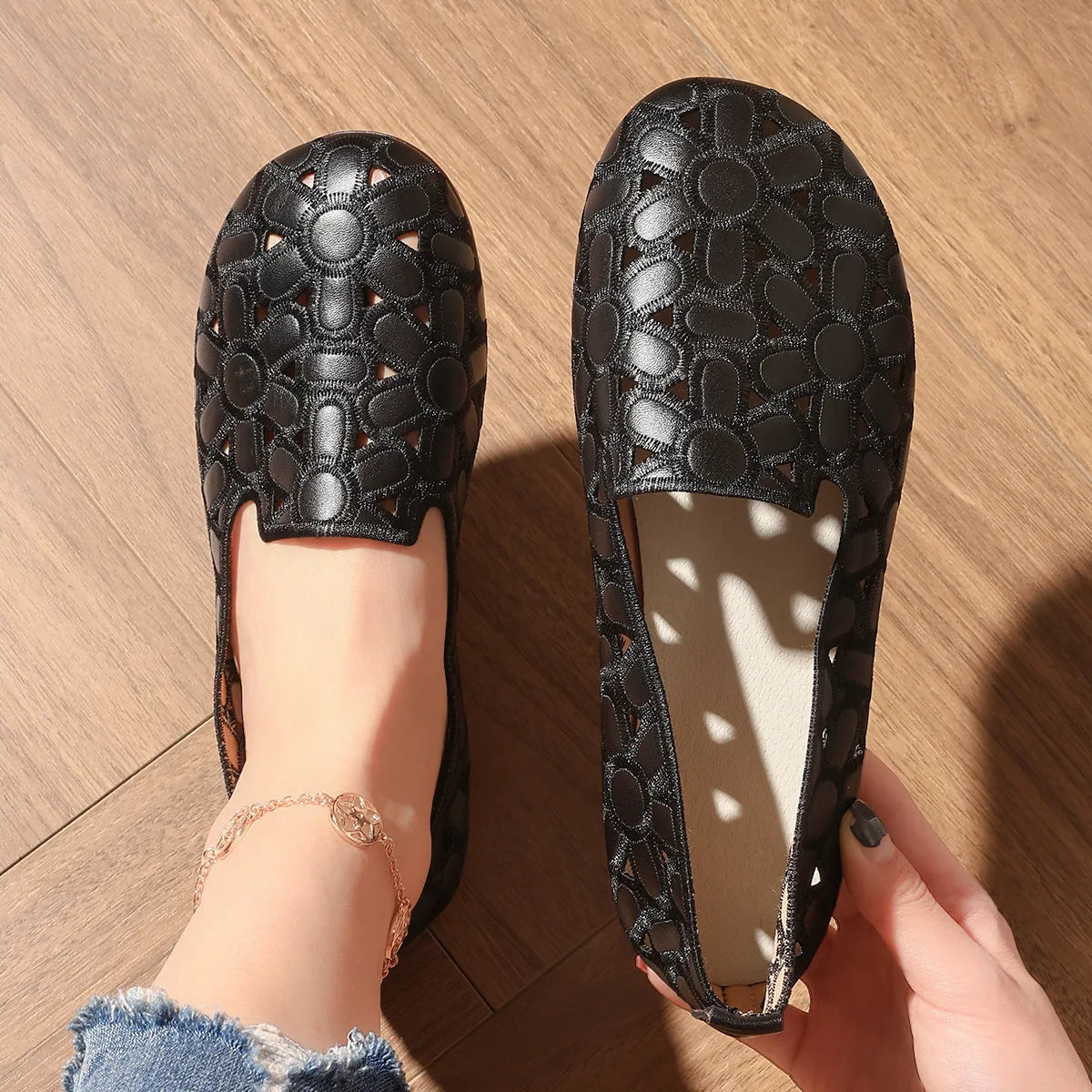 Cutout Round Toe Slip-Ons - Tigbul's Variety Fashion Shop