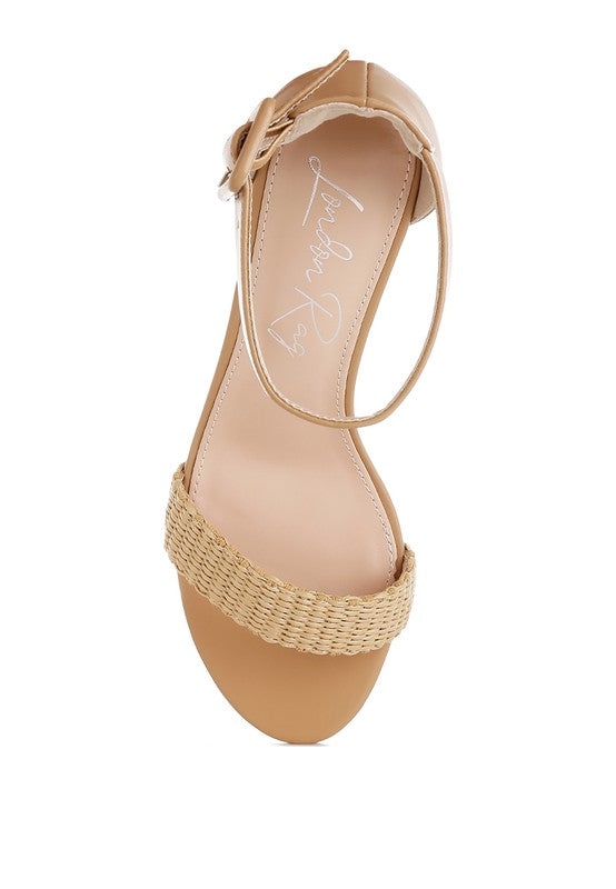 Rano Raffia Kitten Heel Sandals - Tigbul's Variety Fashion Shop