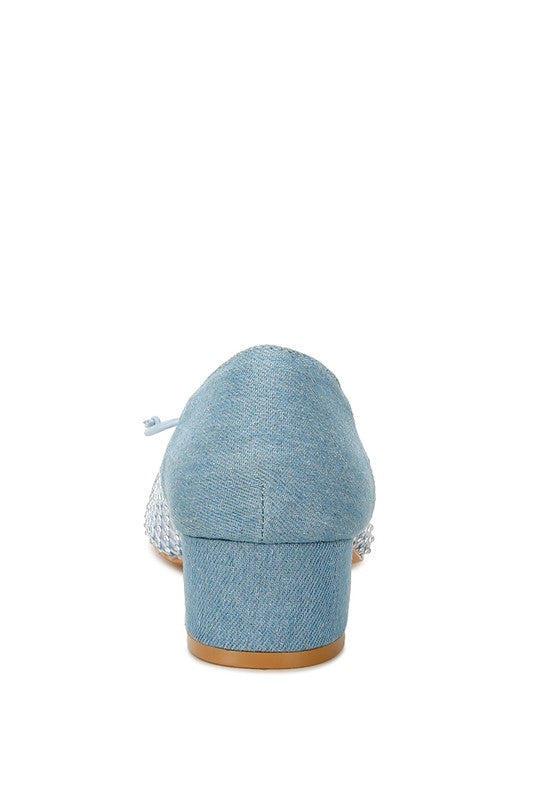 Orami Rhinestone Detail Denim Ballerinas - Tigbul's Variety Fashion Shop