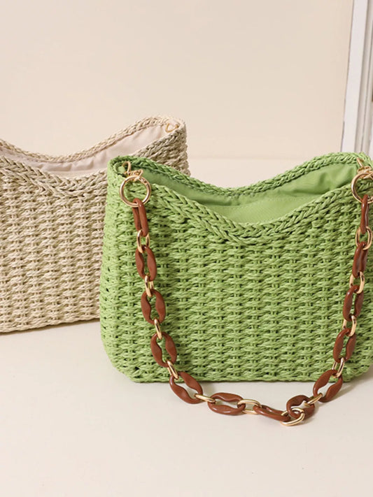 Woven Straw Shoulder Bag - Tigbul's Variety Fashion Shop