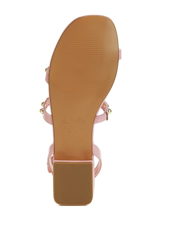 Flippity Studded Ankle Strap Flat Sandals - Tigbul's Variety Fashion Shop