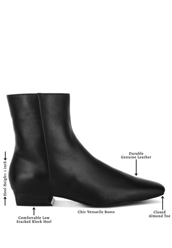 Obita Flared Heel Genuine Leather Boots - Tigbul's Variety Fashion Shop