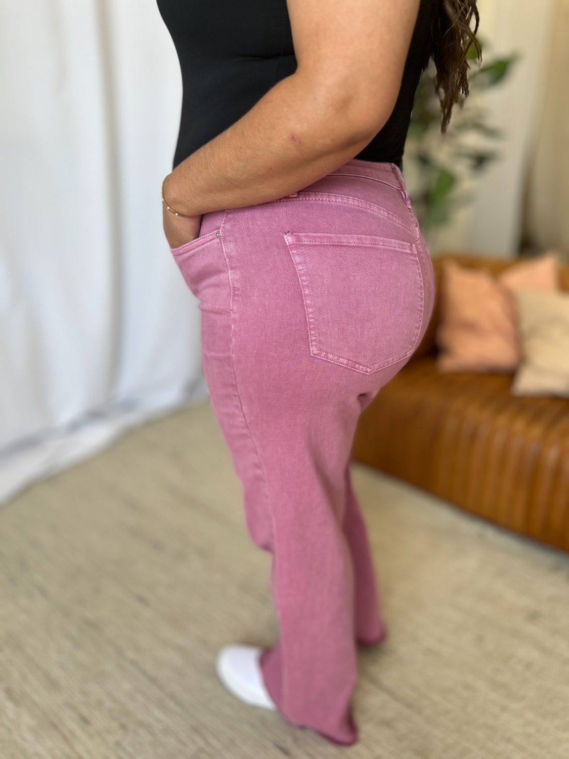 RFM Full Size High Rise Garment Dye Wide Leg Jeans - Tigbul's Variety Fashion Shop