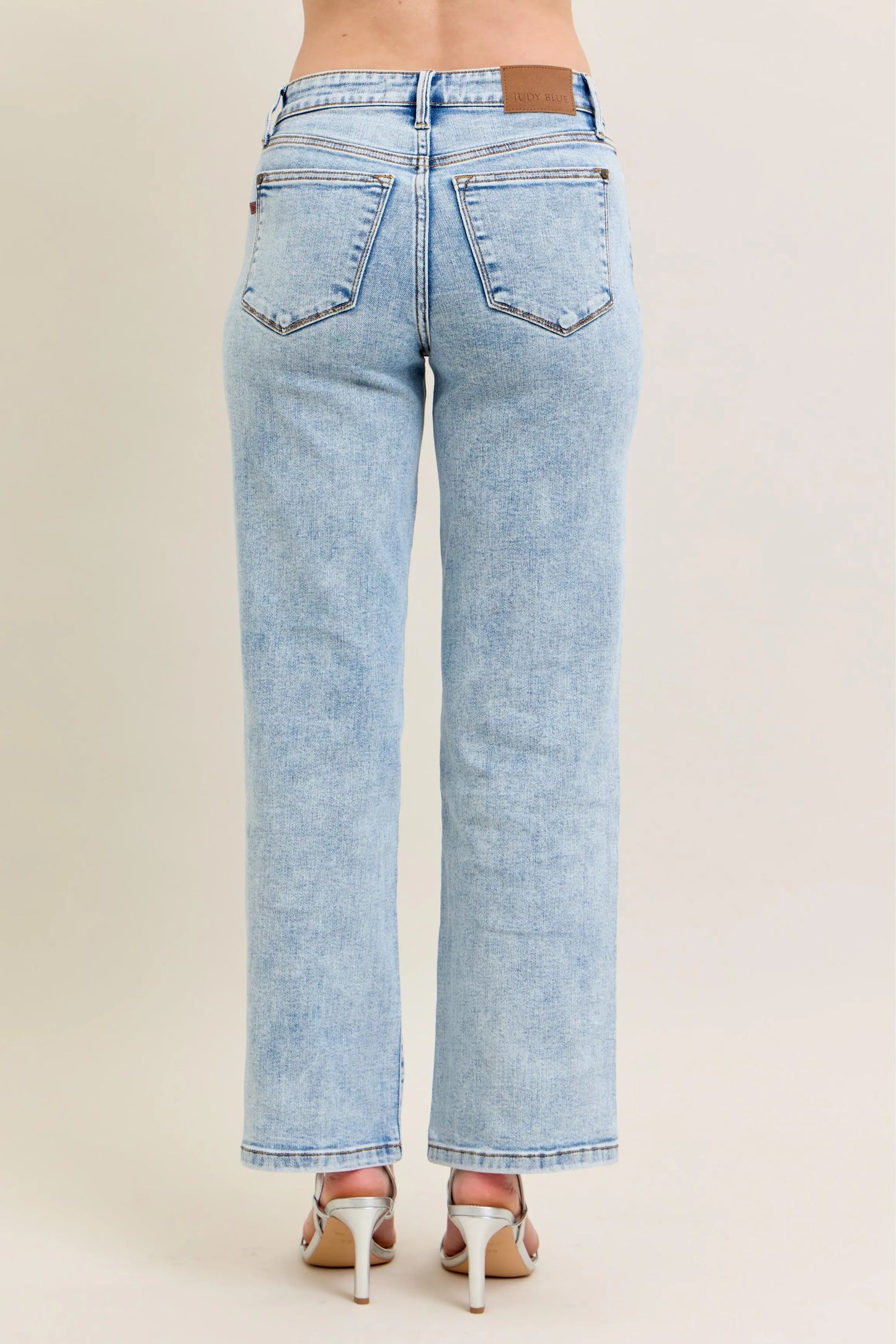Judy Blue Full Size High Waist Stone Wash Straight Jeans Plus Size - Tigbul's Variety Fashion Shop