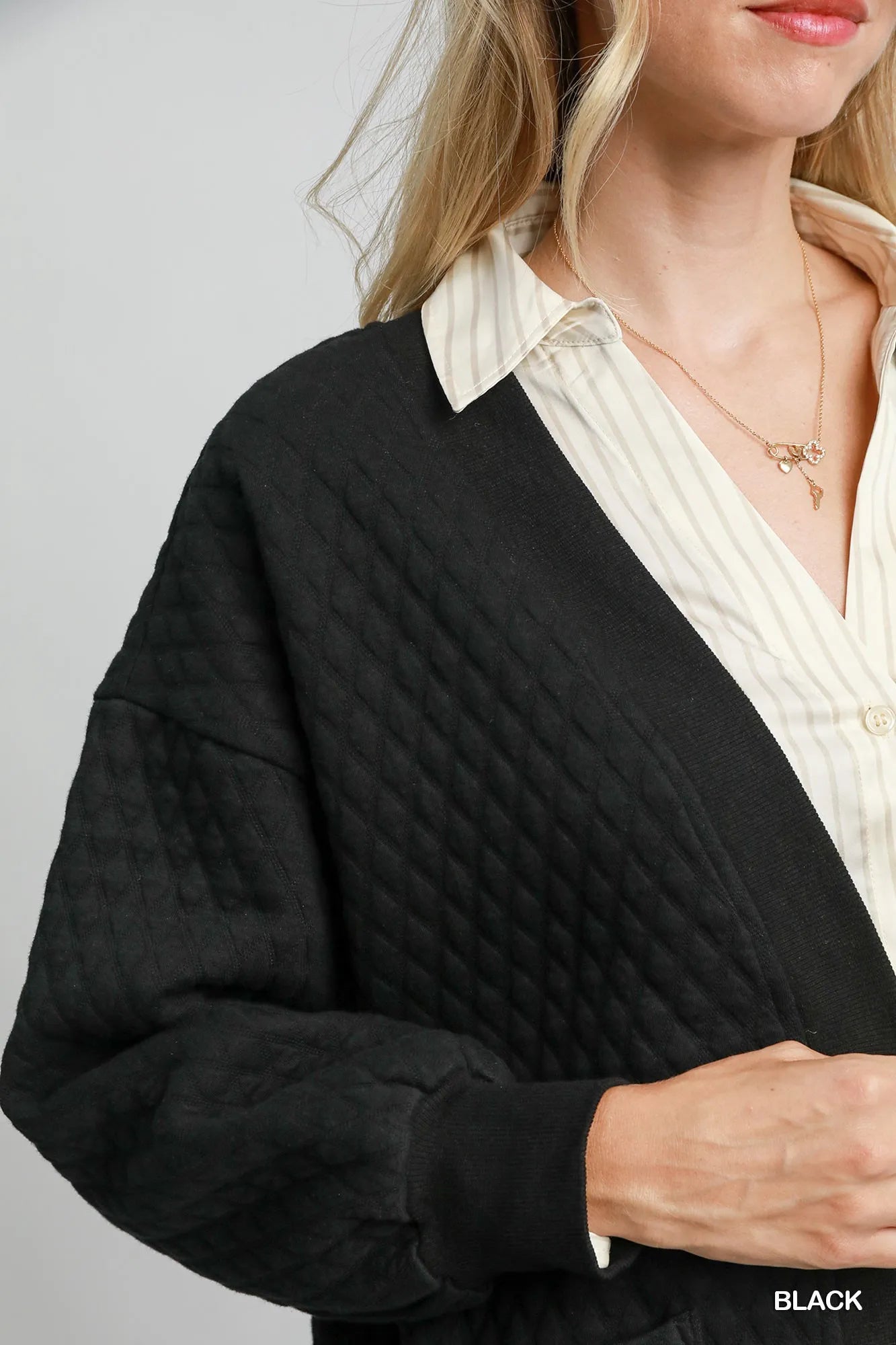 Umgee Button-Up Jacquard Cardigan - Tigbul's Variety Fashion Shop