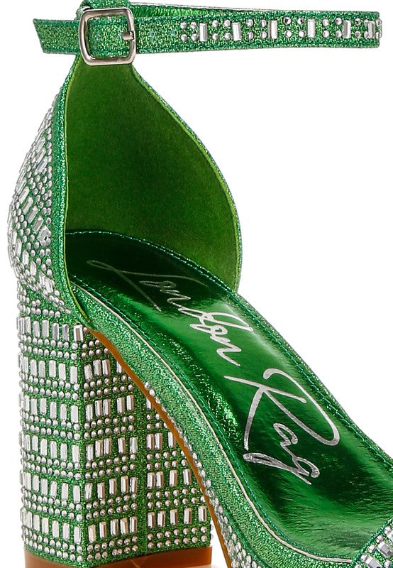 Ronan Rhinestones Embellished Block Sandals - Tigbul's Variety Fashion Shop