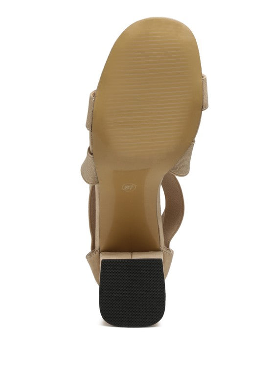 Benicia Elastic Strappy Block Heel Sandals - Tigbul's Variety Fashion Shop