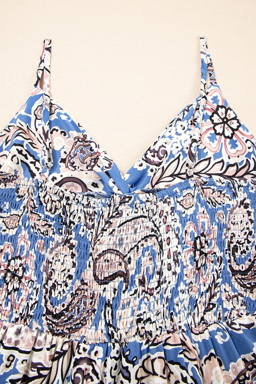 Paisley Print Twist Detail Smocked Back Spaghetti Straps Dress - Tigbul's Variety Fashion Shop
