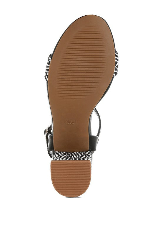 Tulata Raffia Pin Buckle Block Black Heels - Tigbul's Variety Fashion Shop