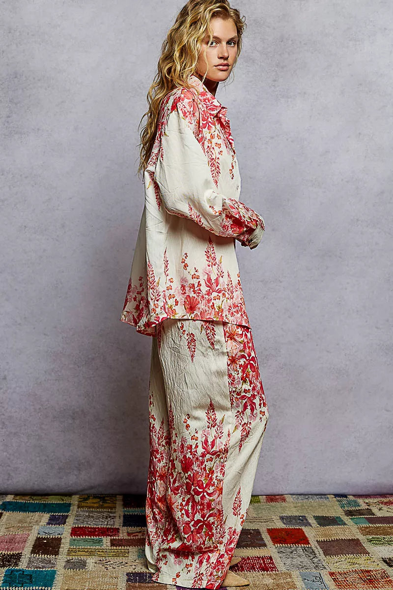 POL Floral Printed Woven Wide Leg Drawstring Pants - Tigbul's Variety Fashion Shop