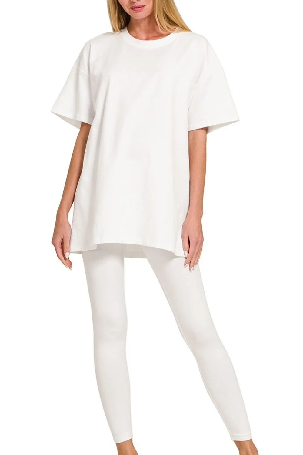 Zenana Cotton Round Neck Top & Legging Set - Tigbul's Variety Fashion Shop
