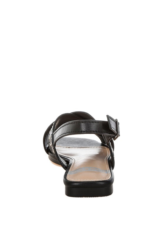 Calluna Stud Embellished Buckled Flats - Tigbul's Variety Fashion Shop