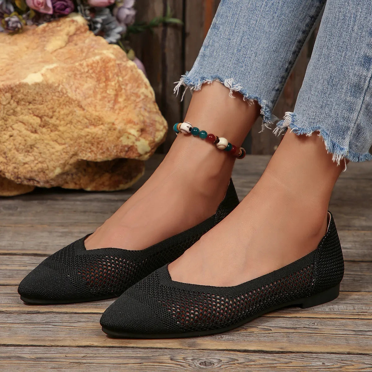 Mesh Point Toe Flat Slip-Ons - Tigbul's Variety Fashion Shop