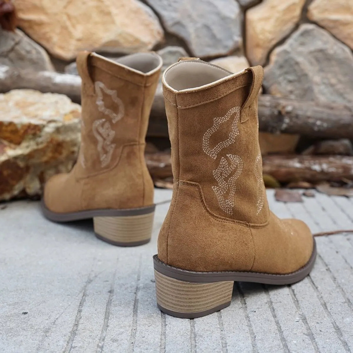 Cowboy Block Heels Boots - Tigbul's Variety Fashion Shop
