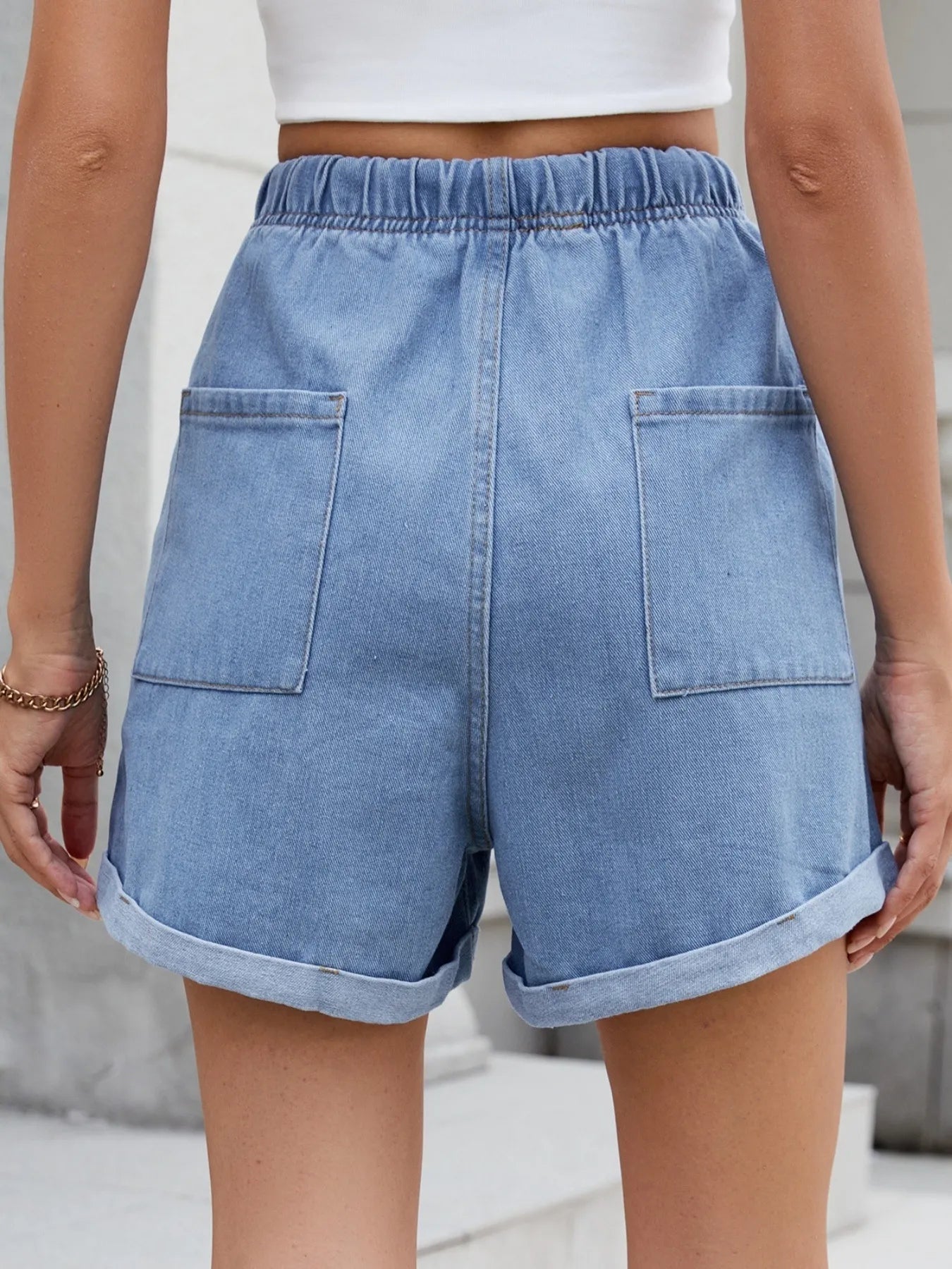 Drawstring Wash Denim Shorts - Tigbul's Variety Fashion Shop