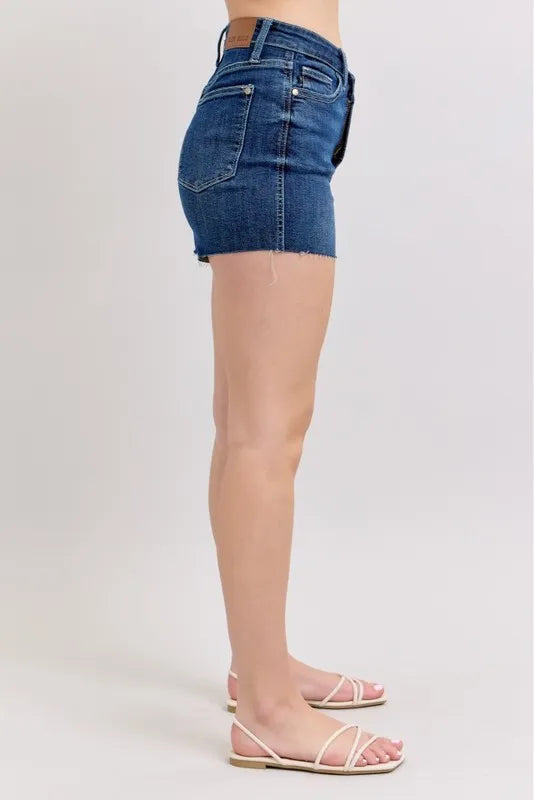 Judy Blue High Waist Criss-Cross Waistband Denim Shorts - Tigbul's Variety Fashion Shop