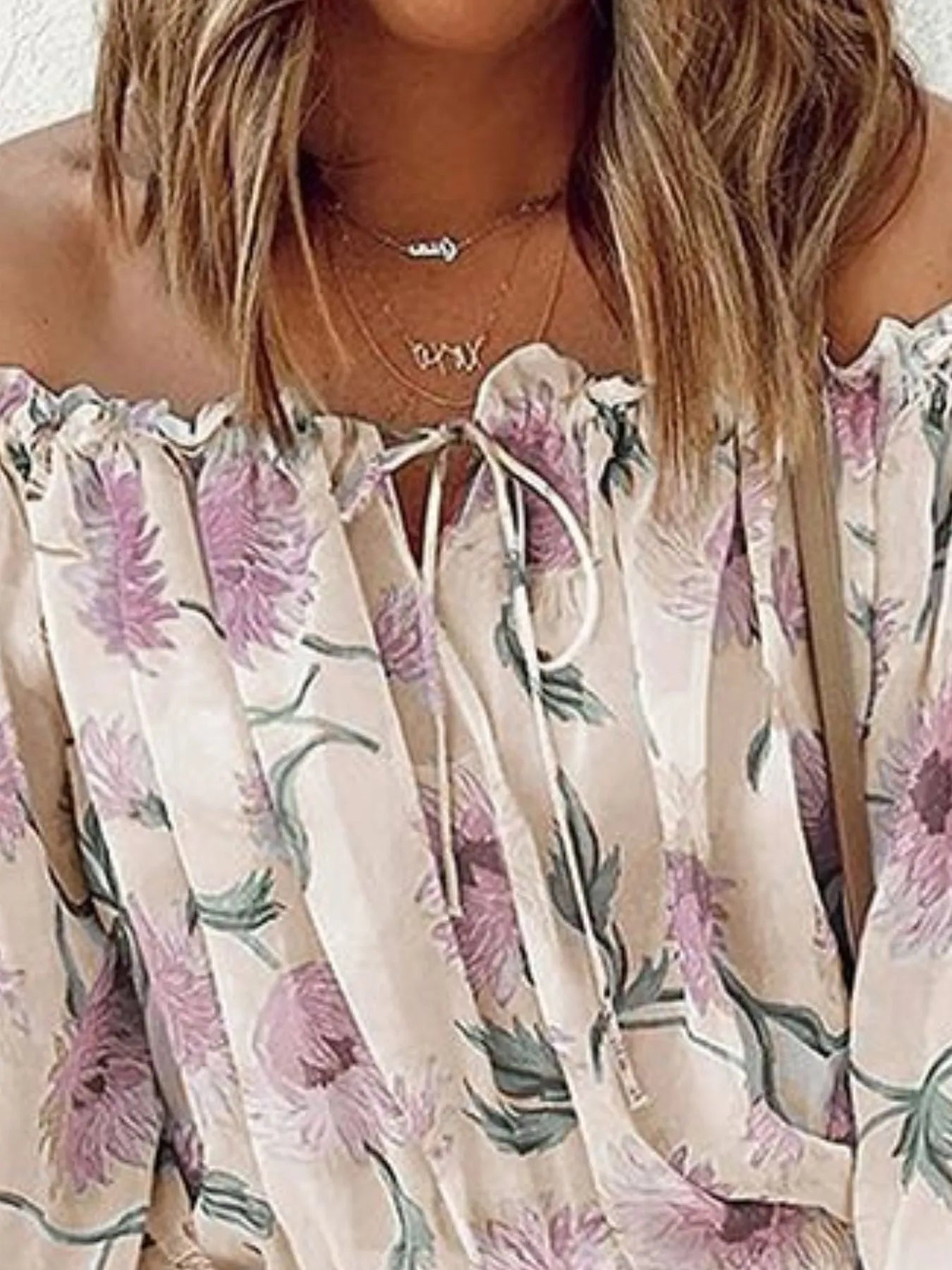 Off-Shoulder Floral Print Blouse - Tigbul's Variety Fashion Shop
