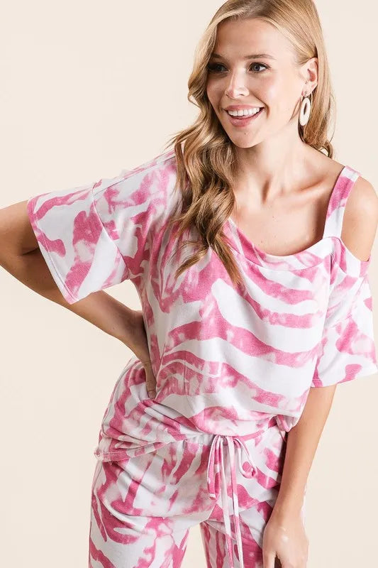 Zebra Print French Terry Fuchsia Top and Pants Set - Tigbul's Variety Fashion Shop