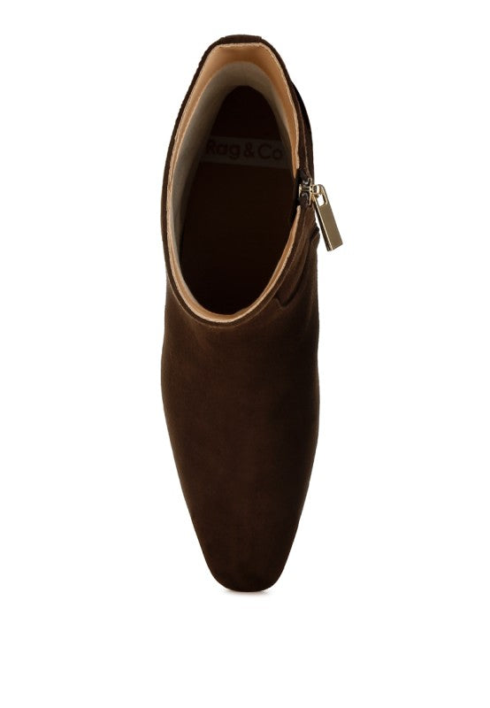 Hakra Flared Heel Suede Boots - Tigbul's Variety Fashion Shop