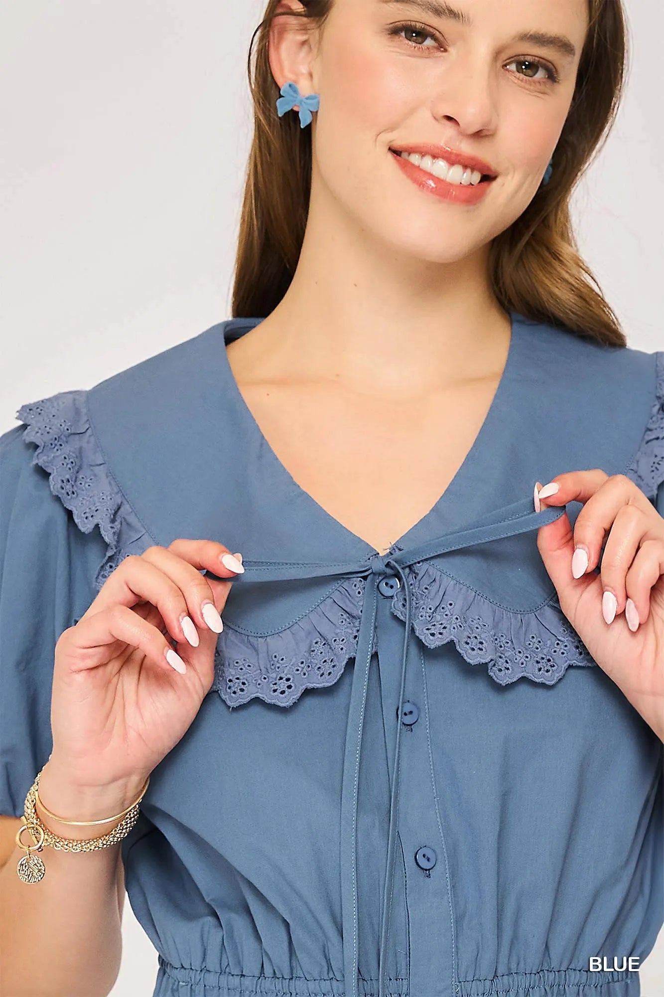 Umgee Collared Short Sleeve Button Down Romper - Tigbul's Variety Fashion Shop