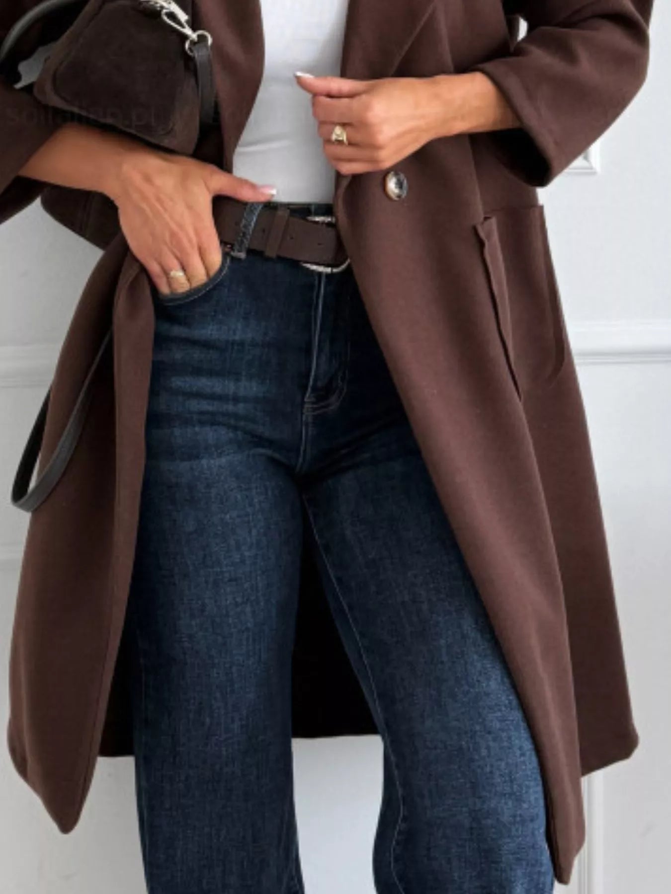 Long-Sleeve Single-Breasted Trench Coat - Tigbul's Variety Fashion Shop