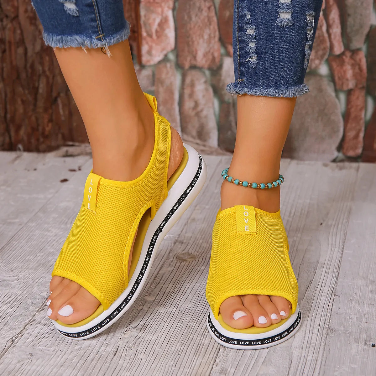 Mesh Open Toe Platform Sandals - Tigbul's Variety Fashion Shop