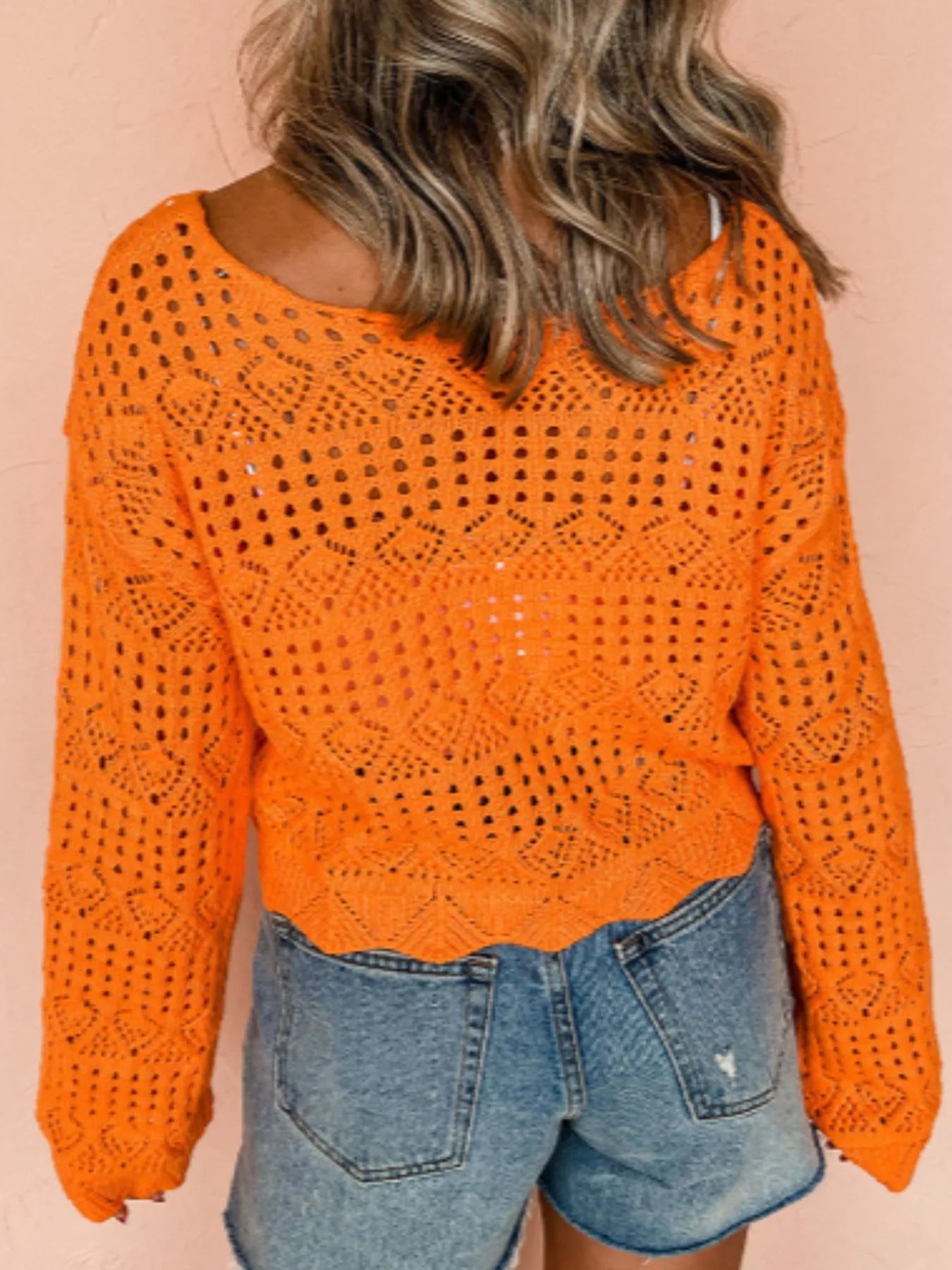 Crochet Boat Neck Knit Cover Up - Tigbul's Variety Fashion Shop