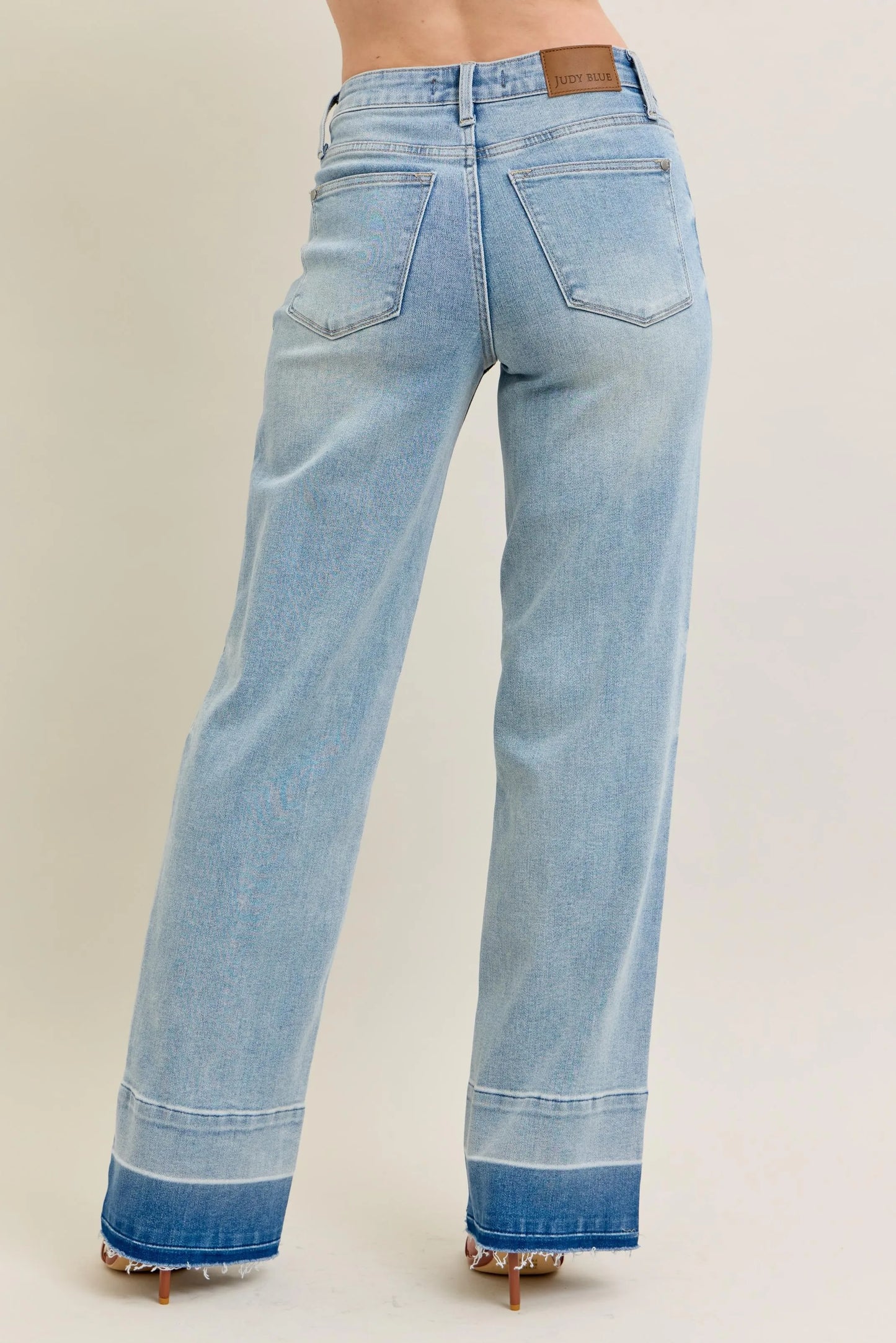 Judy Blue Full Size Mr Release Hem Wide Leg Jeans Plus Size - Tigbul's Variety Fashion Shop