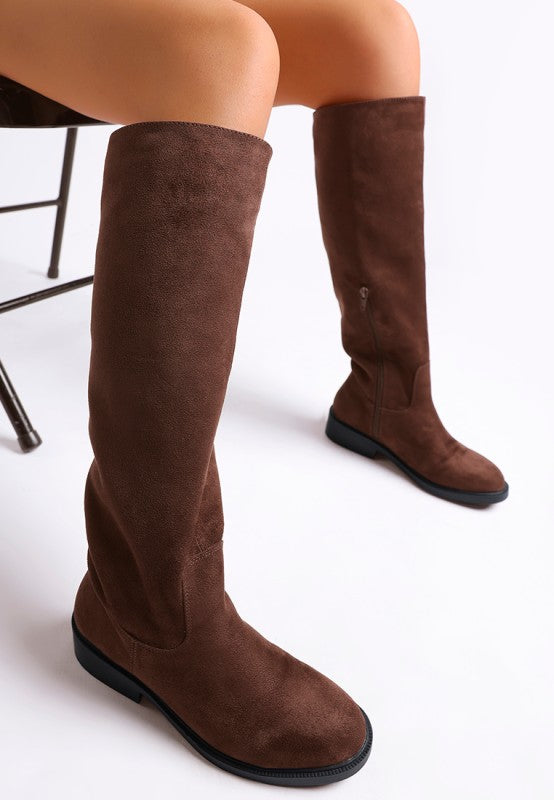 Chiru Round Toe Microfiber Calf Boots - Tigbul's Variety Fashion Shop